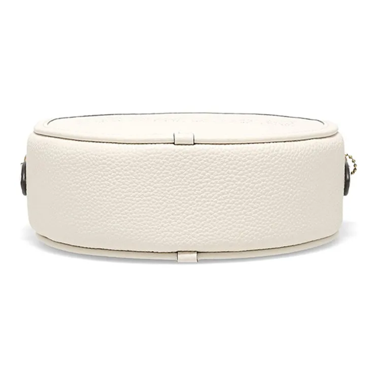 COACH Kia Pebbled Leather Cylinder Bag Handbag Shoulder Bag Crossbody Bag Women's White With Blue Shoulder Straps-4