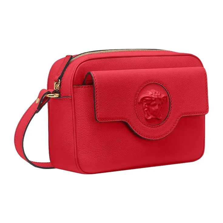 FANSIZHE La Medusa Cow Leather Camera Bag Shoulder Bag Crossbody Bag Women's Red-1