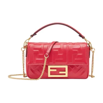 FENDI Baguette Sheepskin Baguette Bag Handbag Shoulder Bag Crossbody Bag Mini Women's Overripe Red