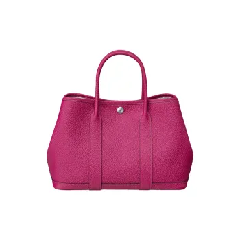 HERMES Garden Party Cow Leather Canvas Lining Silver Buckle Garden Bag Handbag Women's L3Rose Pourpre Purple Rose