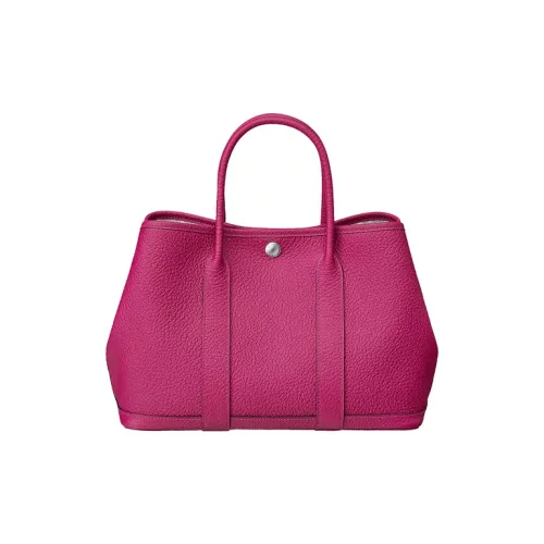 HERMES Garden Party Cow Leather Canvas Lining Silver Buckle Garden Bag Handbag Women's L3Rose Pourpre Purple Rose