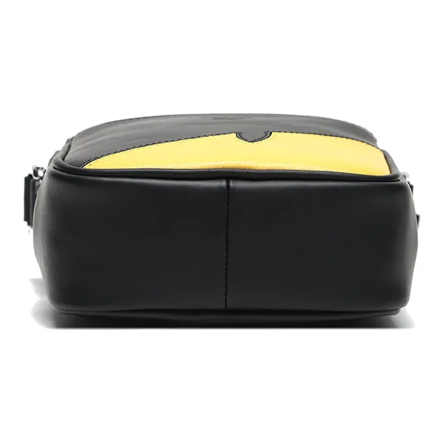 FENDI Multicolor Leather Vertical Messenger Bag Camera Bag Shoulder Bag Crossbody Bag Men's Black/Yellow-4
