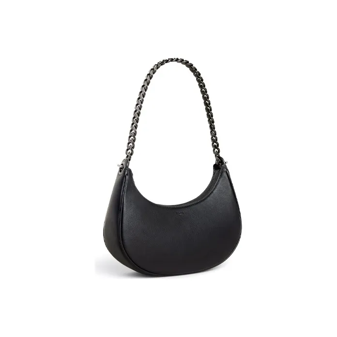 CELINE AVA Smooth Cow Leather Dumpling Bag, Shoulder Bag, Handbag Women's Black Silver-1