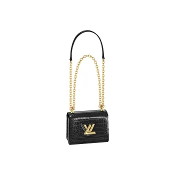 LOUIS VUITTON Twist Short Snouted Crocodile Leather Chain Bag, Crossbody Bag, Shoulder Bag Women's Black