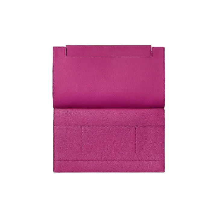 HERMES Evercolor Calfskin Clutch Women's Rose Red/Brown-4