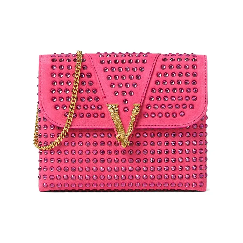 VERSACE Suede Shoulder Bag Crossbody Bag Women's Pink-0