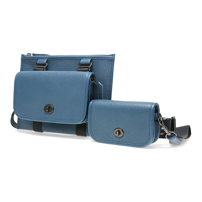 COACH Dinky Cow Leather Crossbody Bag Shoulder Bag Men's Peacock Blue-1