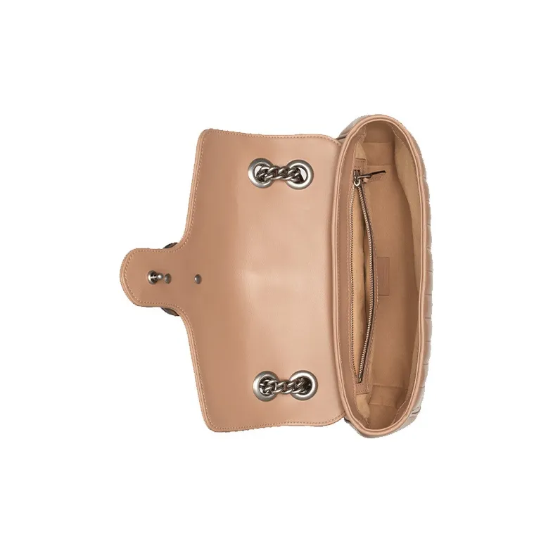 GUCCI GG Marmont Quilted Leather Shoulder Bag, Crossbody Bag Small Size Women's Rose Beige/Milk Tea-5