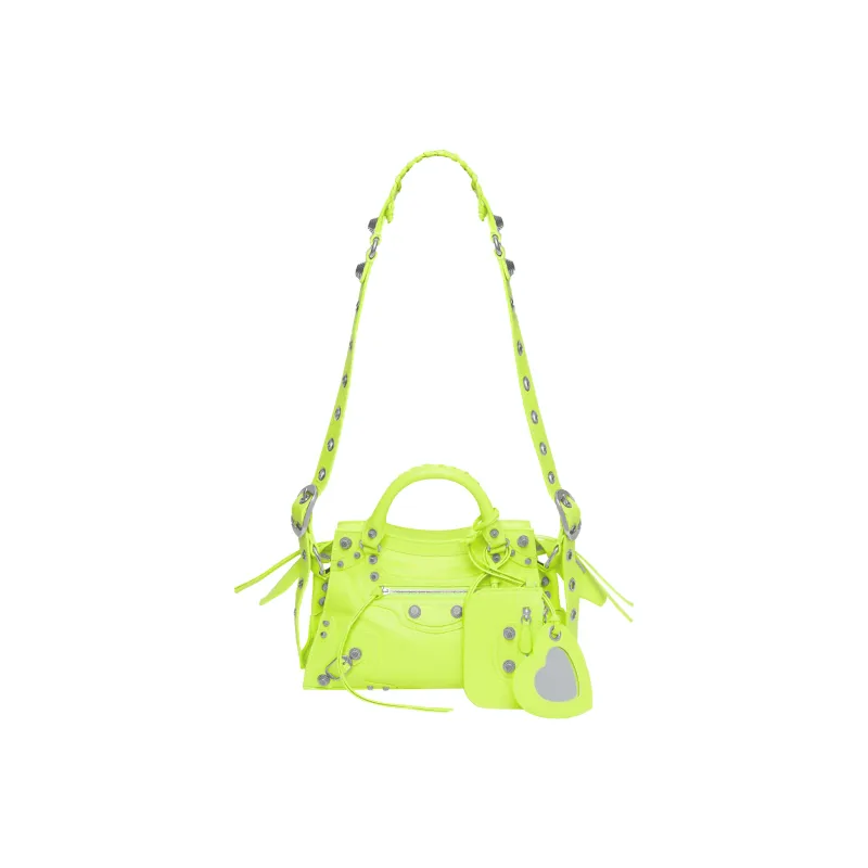 Balenciaga Fine Grained Sheepskin Shoulder Bag, Crossbody Bag Extra Small Women's Fluorescent Yellow-0