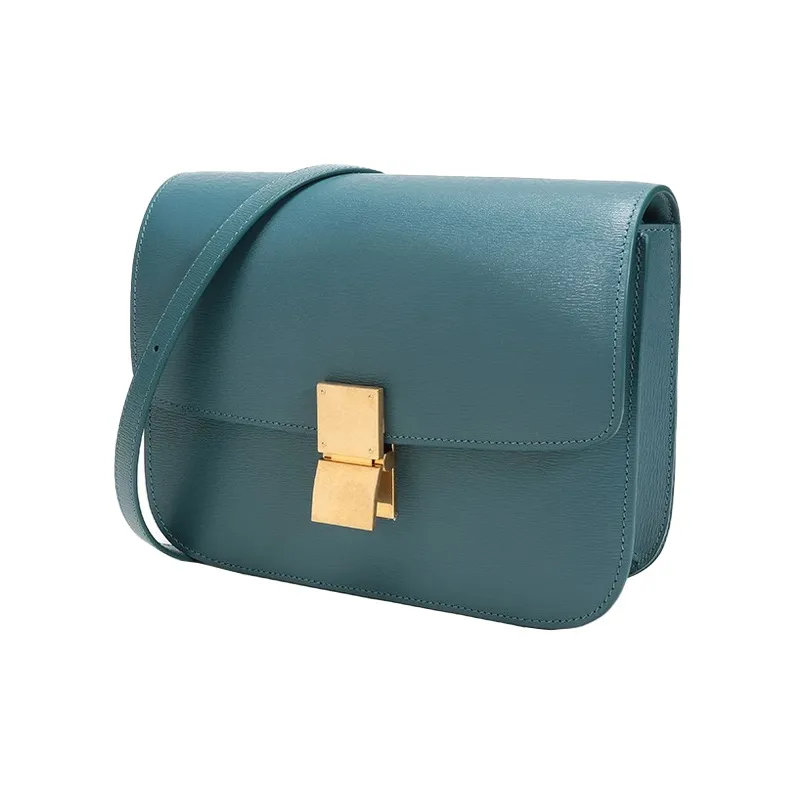 CELINE Classic Bo Softwood Grain Cow Leather Tofu Bag Small Square Bag Crossbody Bag Shoulder Bag Women's Prussian Blue-2