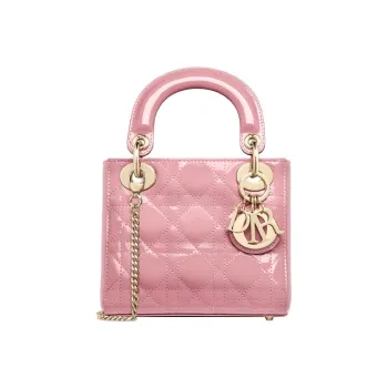 DIOR Lady Dior Patent Leather Cowhide Dior Bag Shoulder Bag Crossbody Bag Handbag Mini Women's Light Purple