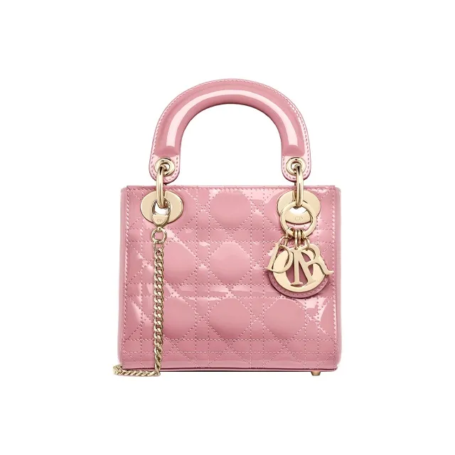 DIOR Lady Dior Patent Leather Cowhide Dior Bag Shoulder Bag Crossbody Bag Handbag Mini Women's Light Purple-0