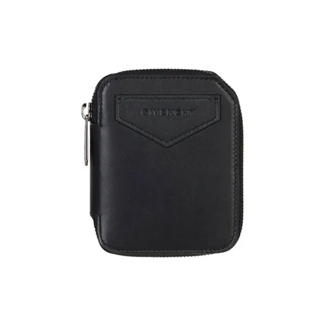 Givenchy Antigona Cow Leather Card Holder, Wallet Unisex Black-0