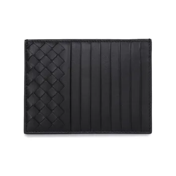 Bottega Veneta Sheepskin Coin Purse, Card Holder Unisex Black