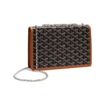 GOYARD Alexandre III Canvas With Leather Shoulder Bag Crossbody Bag Women's Black Brown