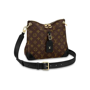 LOUIS VUITTON Odeon Coated Canvas With Leather Trim Handbag, Shoulder Bag, Crossbody Bag Trumpets Women's Black