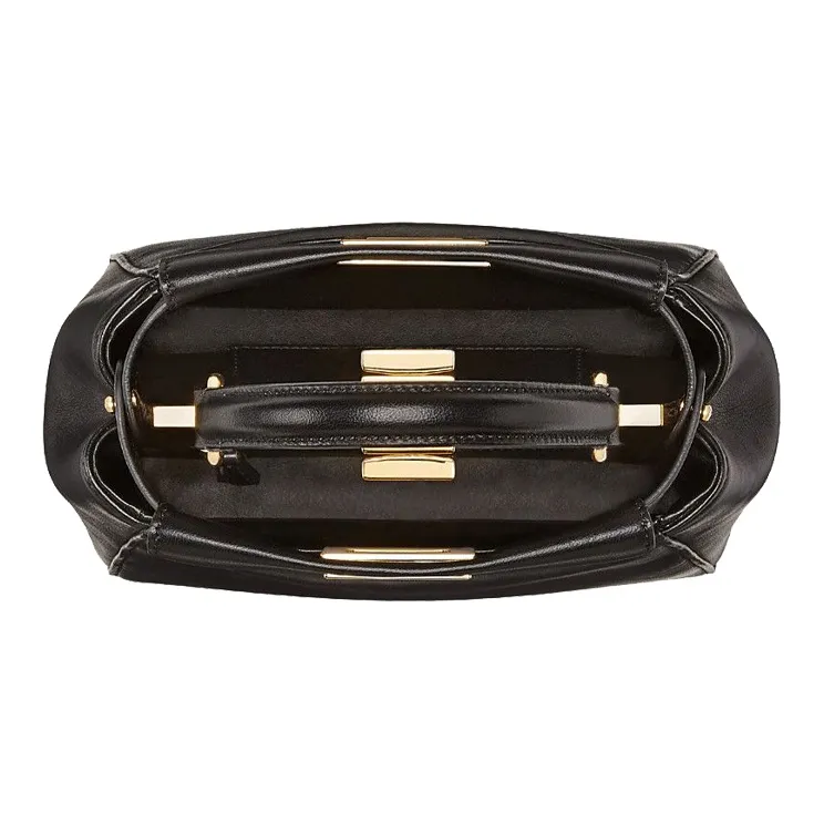 FENDI Peekaboo Nappa Leather Handbag Mini Women's Black-3