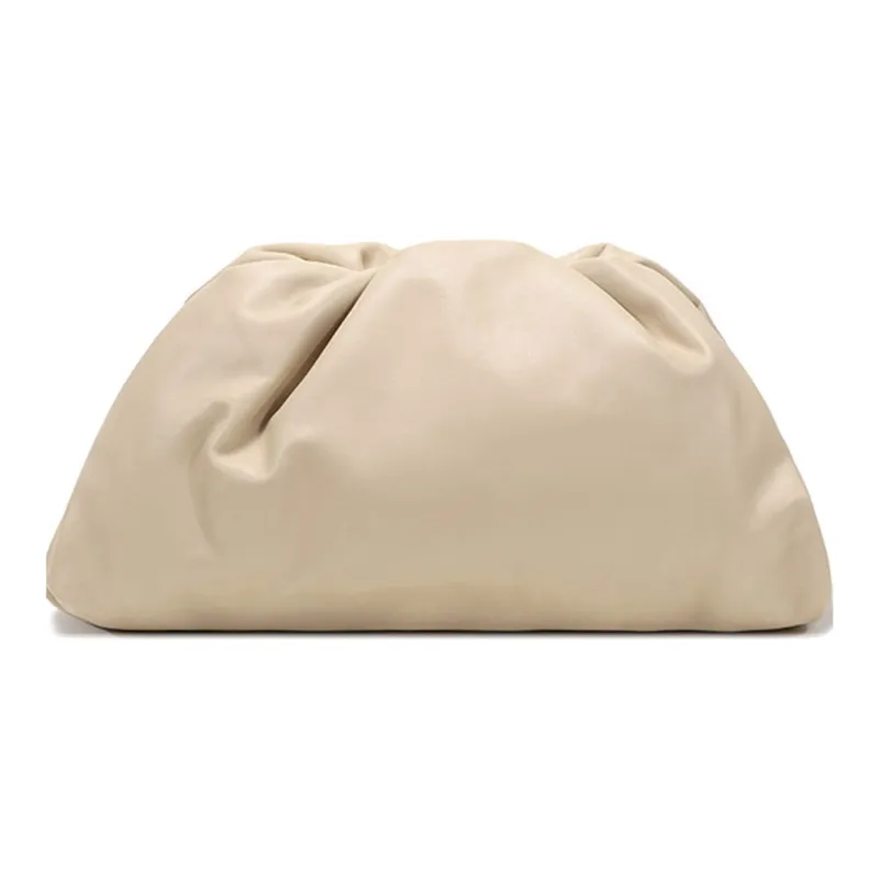 Bottega Veneta Leather Cloud Bag Clutch Tubas Women's Oat-3