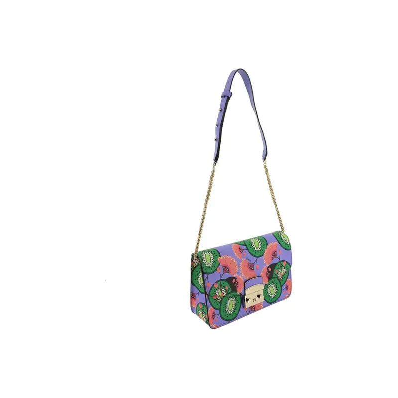 Furla Metropolis Collection Calfskin Small Square Bag Shoulder Bag Crossbody Bag Small Size Women's Purple-3