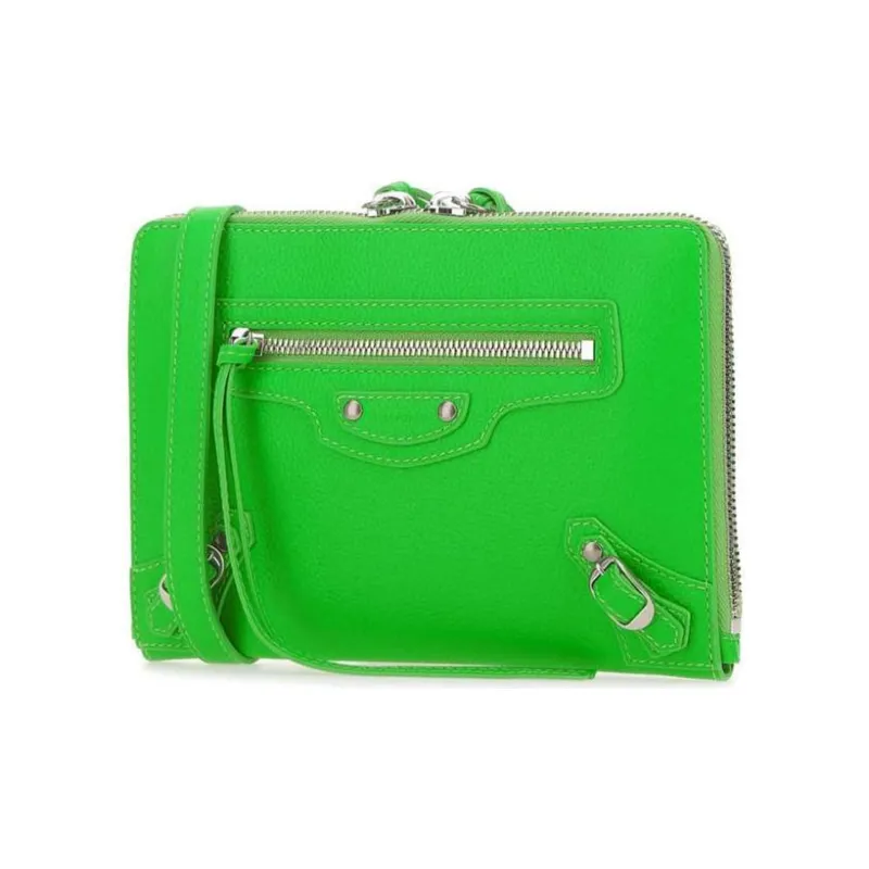 Balenciaga Cow Leather Makeup Bags Toiletry Bags Women's Green-1