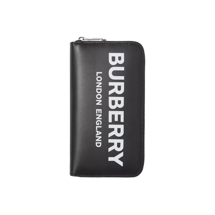Burberry Cow Leather Money Clip Clutch Wallet Unisex Black-0