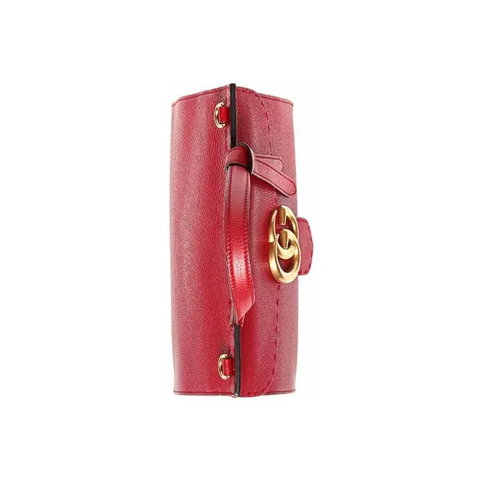 GUCCI GG Marmont Cow Leather Shoulder Bag Crossbody Bag Handbag Small Size Women's Red-3