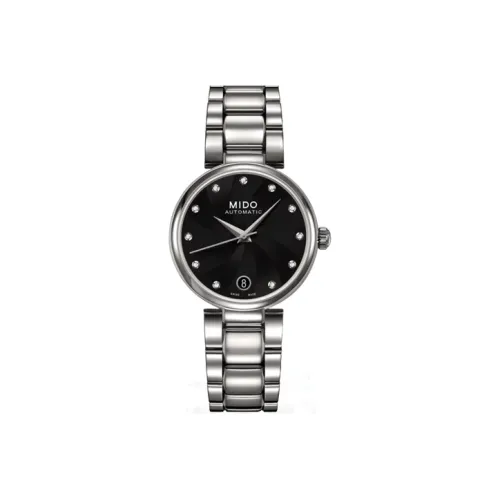 MIDO Wmns Baroncelli Series Waterproof Mechanical Watch 33mm M022.207.11.056.10 Silver/Black