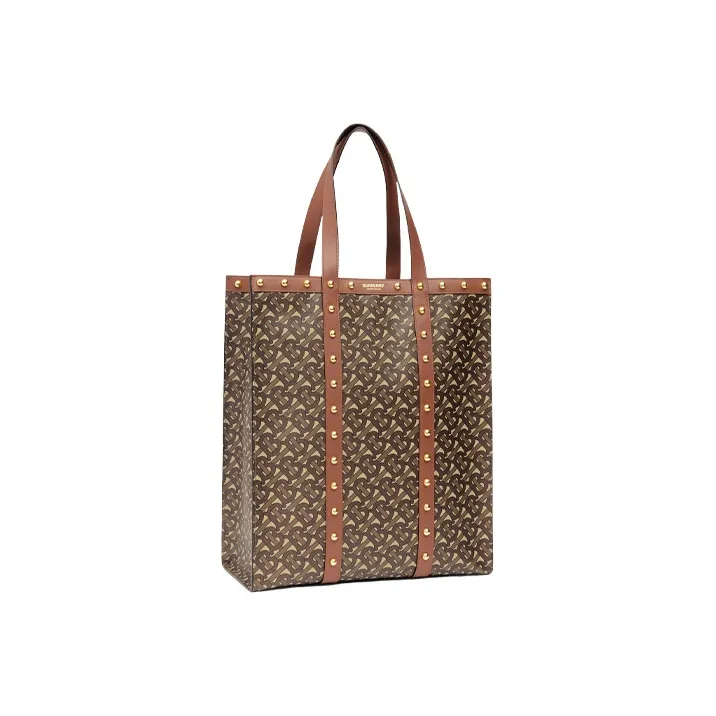 Burberry Cow Leather Tote Bag Shopping Bag Handbag Women's Tan-1