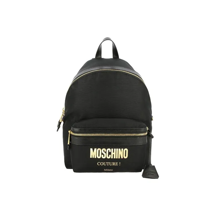 MOSCHINO Leather Backpack Unisex Black-0