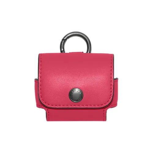 COACH Bag Charm Leather Earphone Case Women's Pink