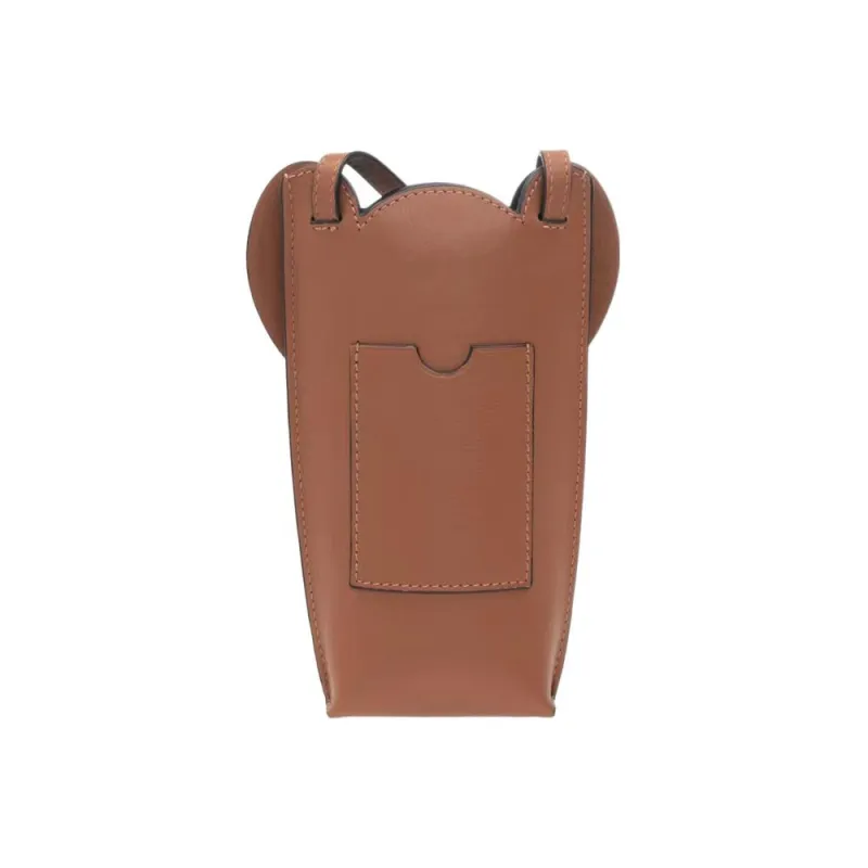 LOEWE Elephant Pocket Classic Calfskin Crossbody Bag With Cell Phone Pouch Regular Women's Brown-4