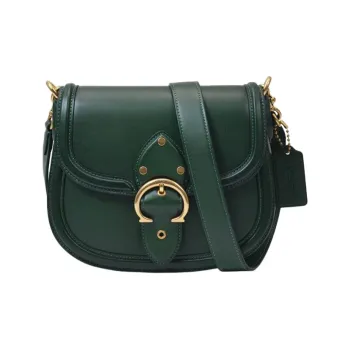 COACH Beat Leather Saddle Bag Crossbody Bag Shoulder Bag Medium Size Women's Green