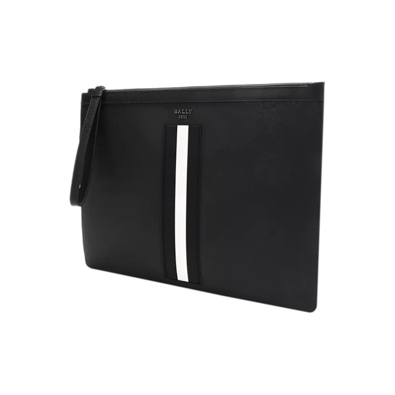 BALLY Classic Coated Recycled Cow Leather Clutch Regular Men's Black-1