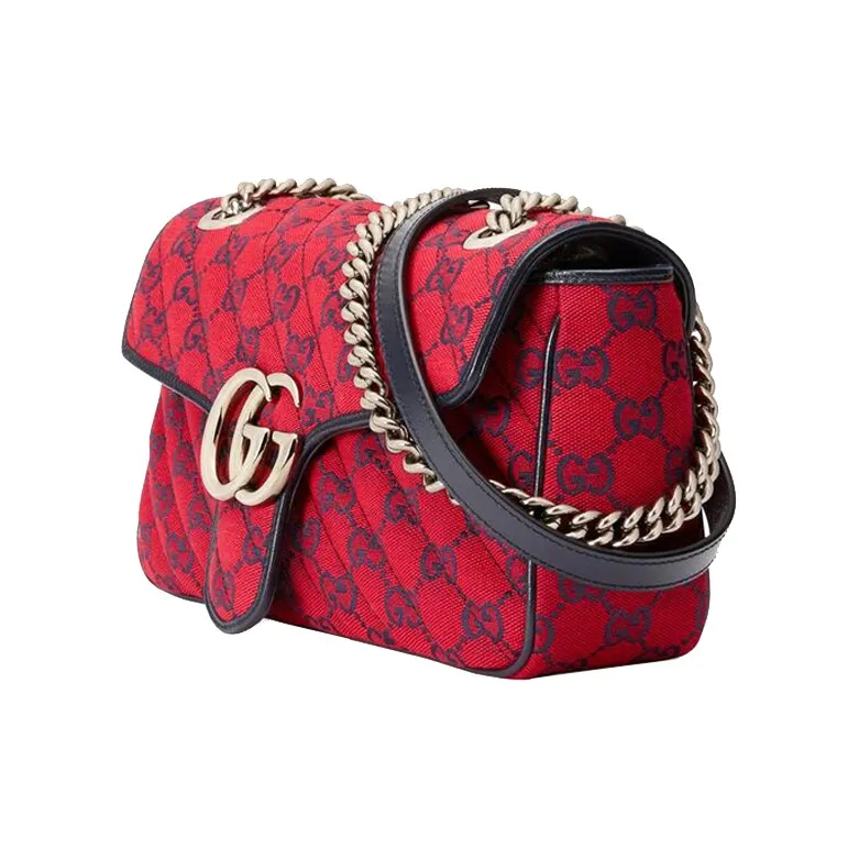 GUCCI GG Marmont Quilting Canvas With Multicolor Leather Trim Crossbody Canvas Bag, Shoulder Bag Women's-1