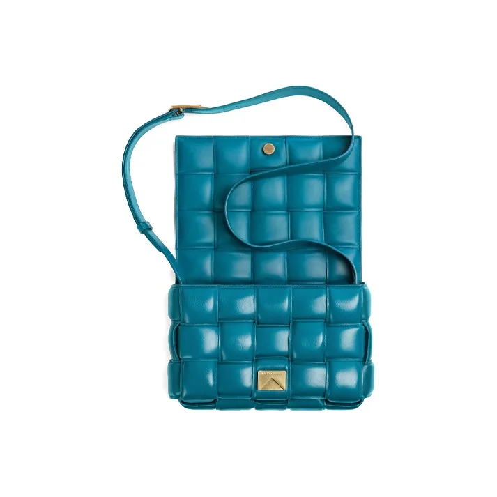 Bottega Veneta Padded Intreccio Cassette Crossbody Bag Mallard-2