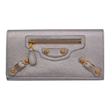 Balenciaga Leather Wallet Regular Women's Silver