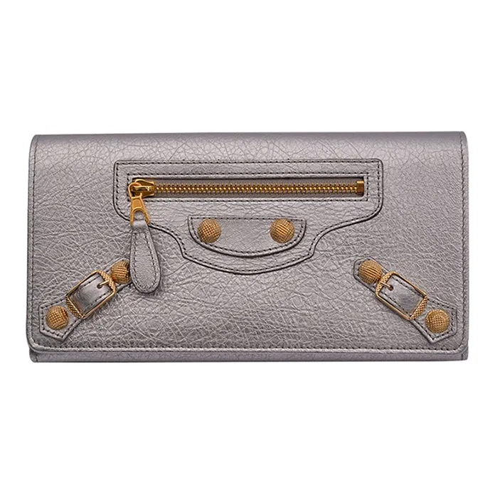 Balenciaga Leather Wallet Regular Women's Silver-0