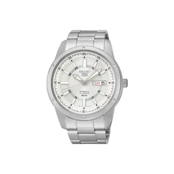 SEIKO Seiko5 Automatic Mechanical Movement Stainless Steel Strap Watch Men's Watches White Dial