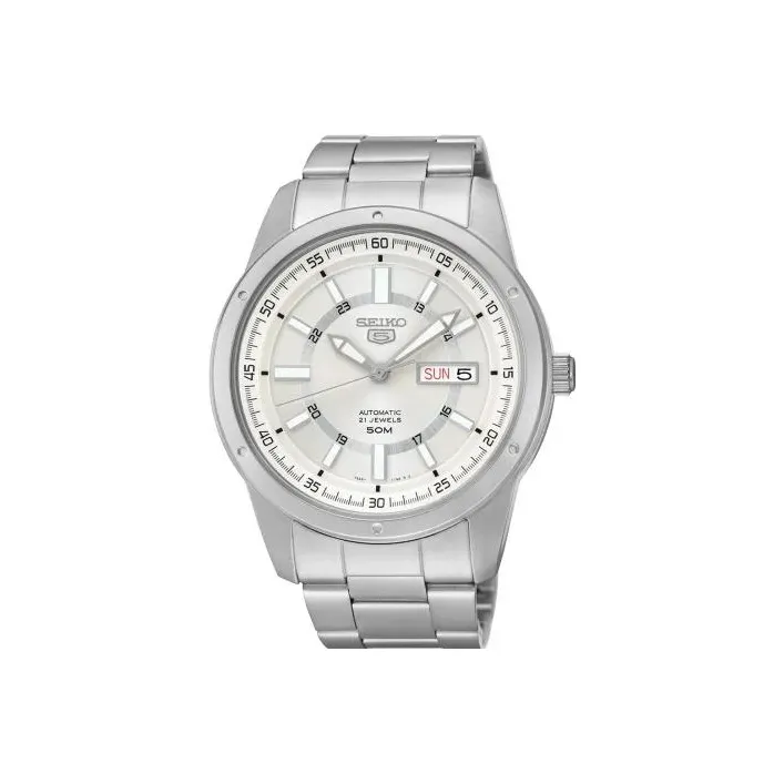SEIKO Seiko5 Automatic Mechanical Movement Stainless Steel Strap Watch Men's Watches White Dial-0