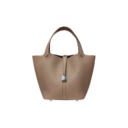 HERMES Picotin Taurillon Maurice Leather Basket Bag Handbag Bucket Bag Women's D0 Beige Weimar Dog Beige