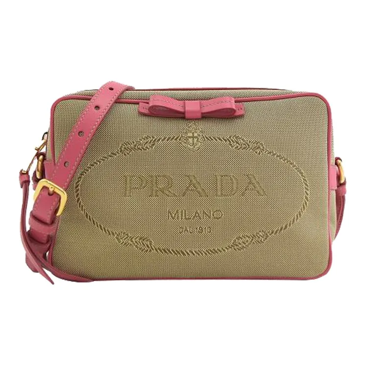 PRADA Canvas Bag, Crossbody Bag, Shoulder Bag Women's Brown/Pink-0