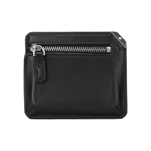 MONTBLANC Leather Zip Closure Card Holder Wallet Men's Black