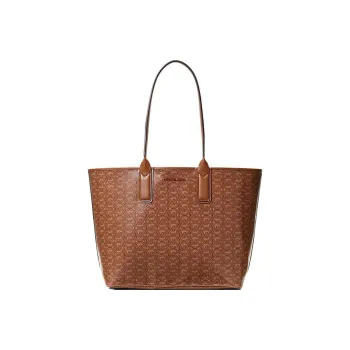 MICHAEL KORS Jacquard Artificial Leather Tote To Bag Shopping Bag One Shoulder Handbag Large Size Women's Caramel Brown