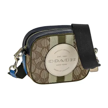COACH Dempsey Leather Pvc Camera Bags Shoulder Bag Crossbody Bag Mini Women's Blue With Brown