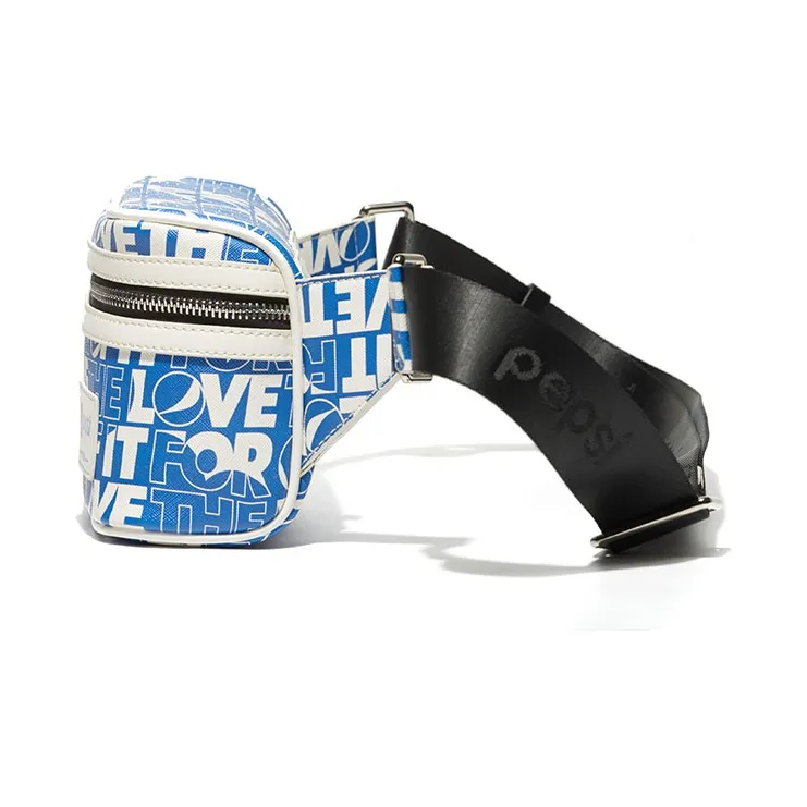 Pepsi Leather Sling Bag Small Square Bag Fanny Pack Regular Unisex Blue White-2