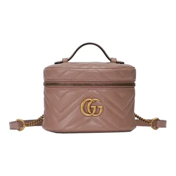 GUCCI Marmont Quilted Leather Makeup Bag Handbag Backpack Mini Women's Dark Pink