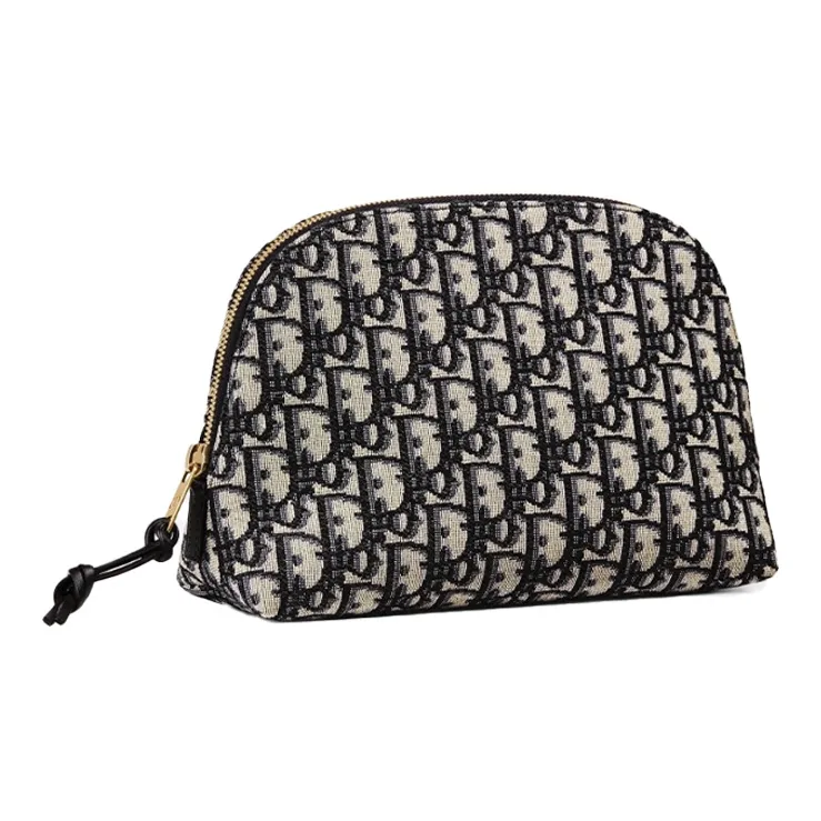 DIOR Canvas Canvas Bag Makeup Pouch Travel Storage Clutch Women's Blue-1