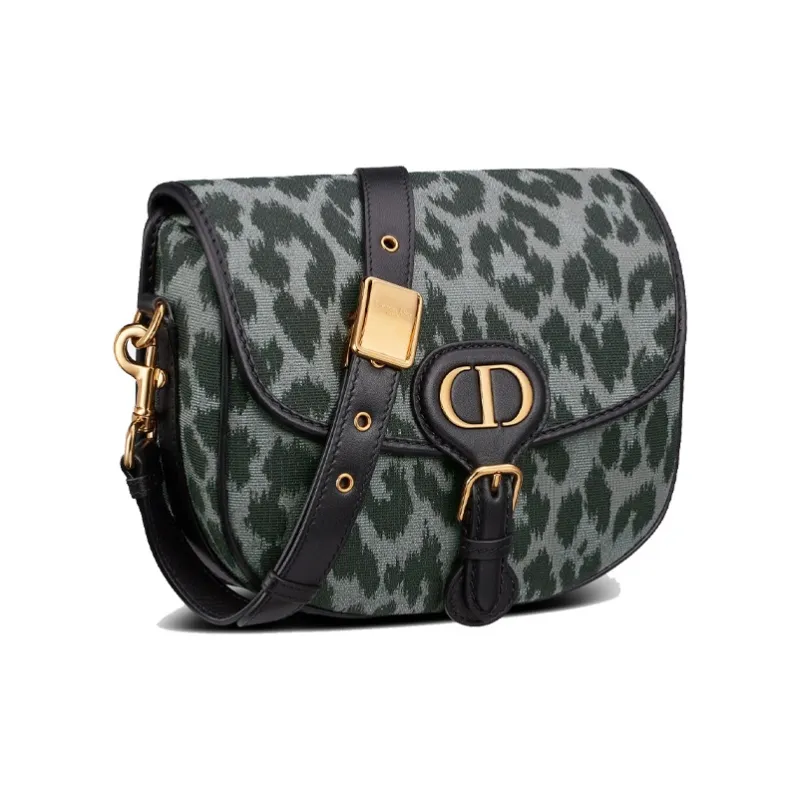 DIOR Bobby Leather Shoulder Bag Crossbody Bag Medium Size Women's Gray-1