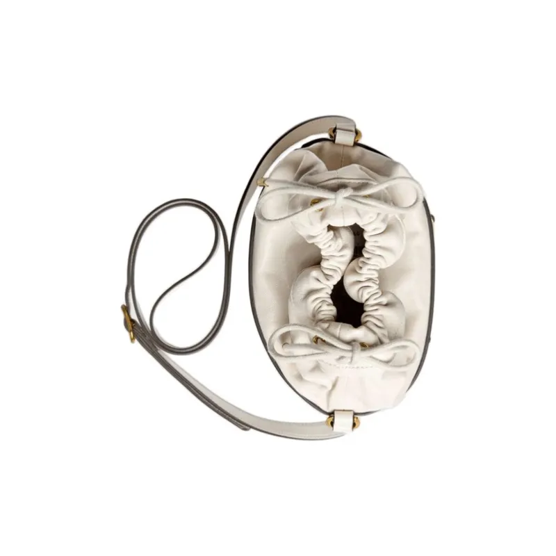 GUCCI Horsebit 1955 Leather Bucket Bag, Shoulder Bag, Crossbody Bag Women's White-1