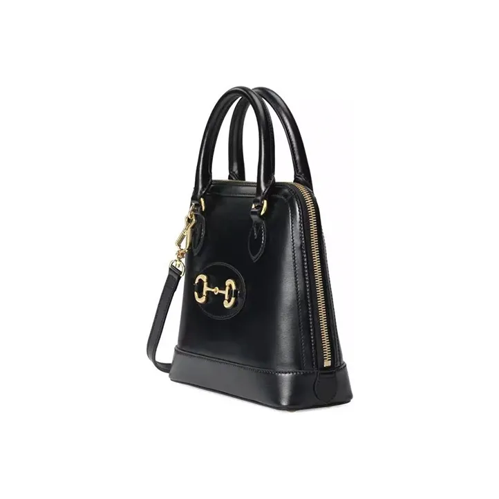 GUCCI Leather Dome Bag Shoulder Bag Crossbody Bag Handbag Small Size Women's Black-2